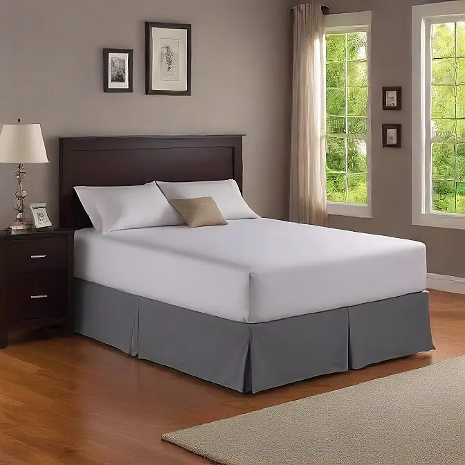 22 Inch Drop Bed Skirt Dark Grey Egyptian Cotton 1000TC