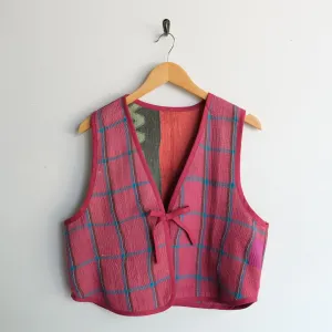 Amelia Vest Pink with Blue Window Pane XL037