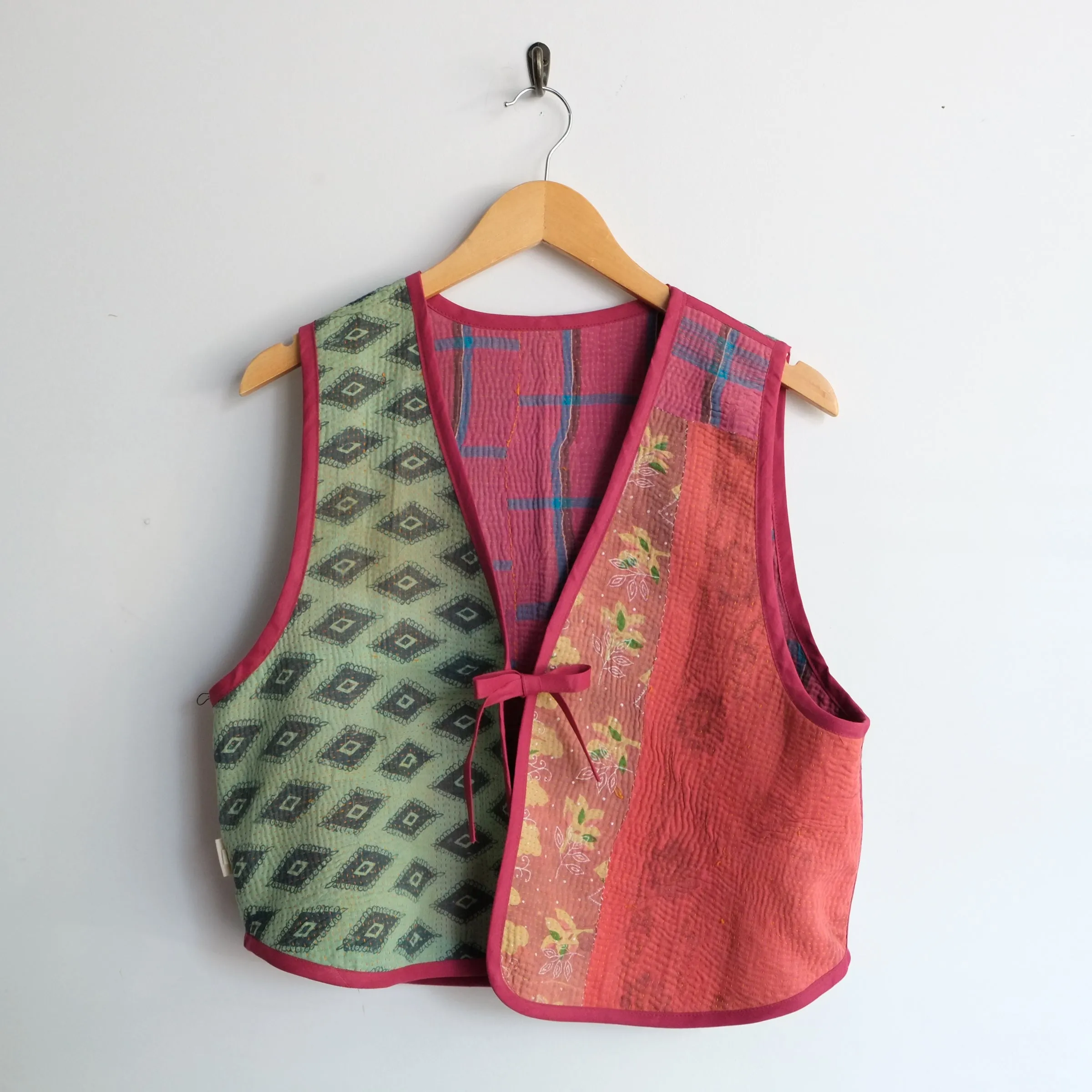 Amelia Vest Pink with Blue Window Pane XL037