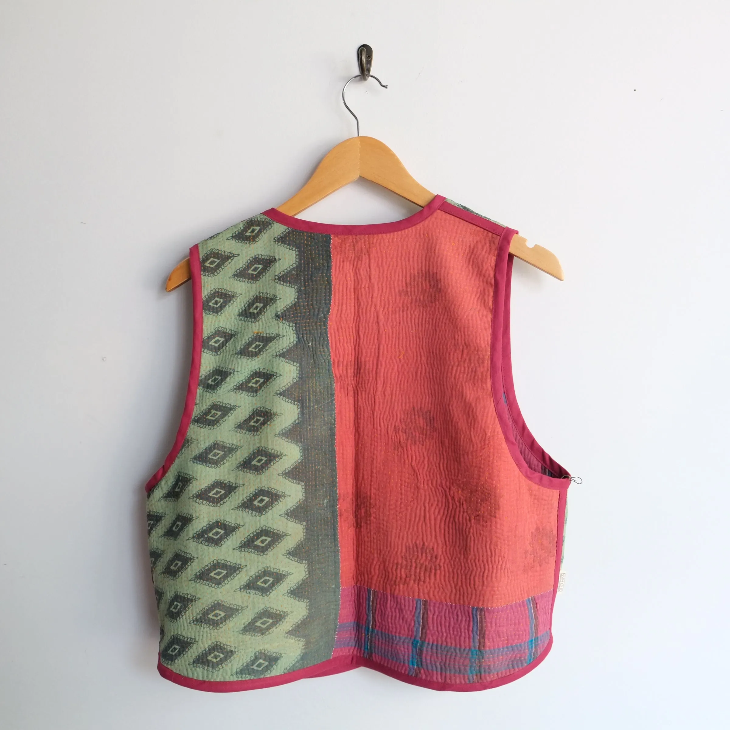 Amelia Vest Pink with Blue Window Pane XL037