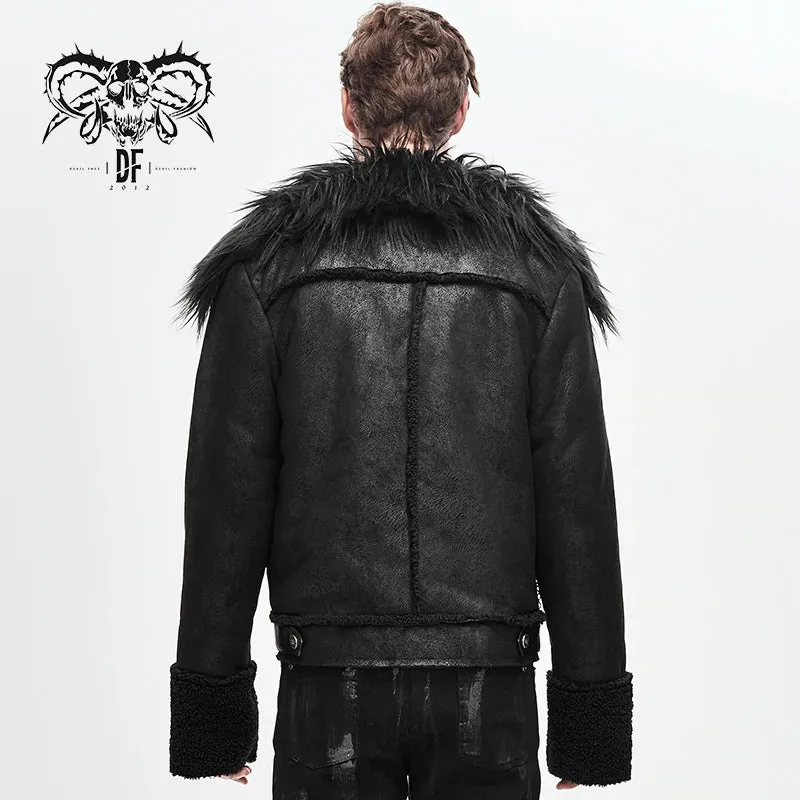 Black Vegan Leather Faux Fur Punk Jacket