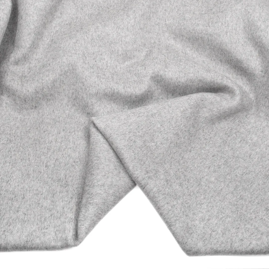Brushed Wool Blend Coating -  Light Heather Grey