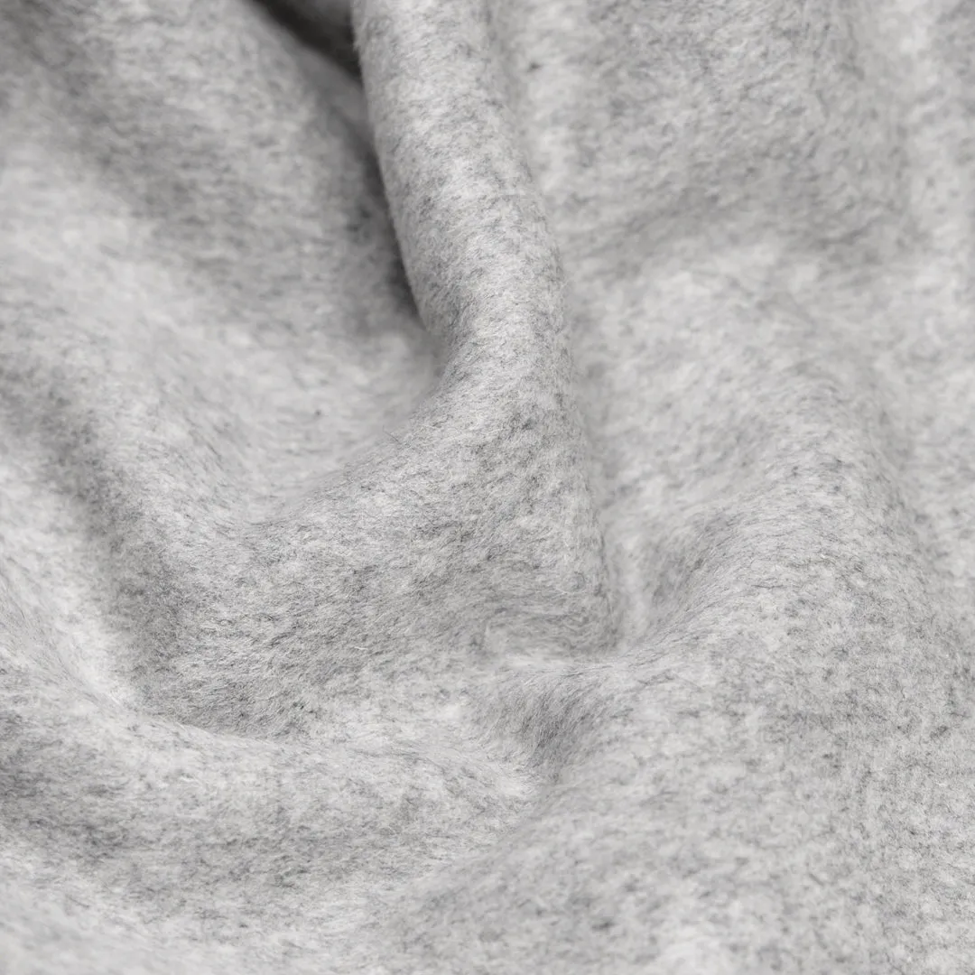 Brushed Wool Blend Coating -  Light Heather Grey