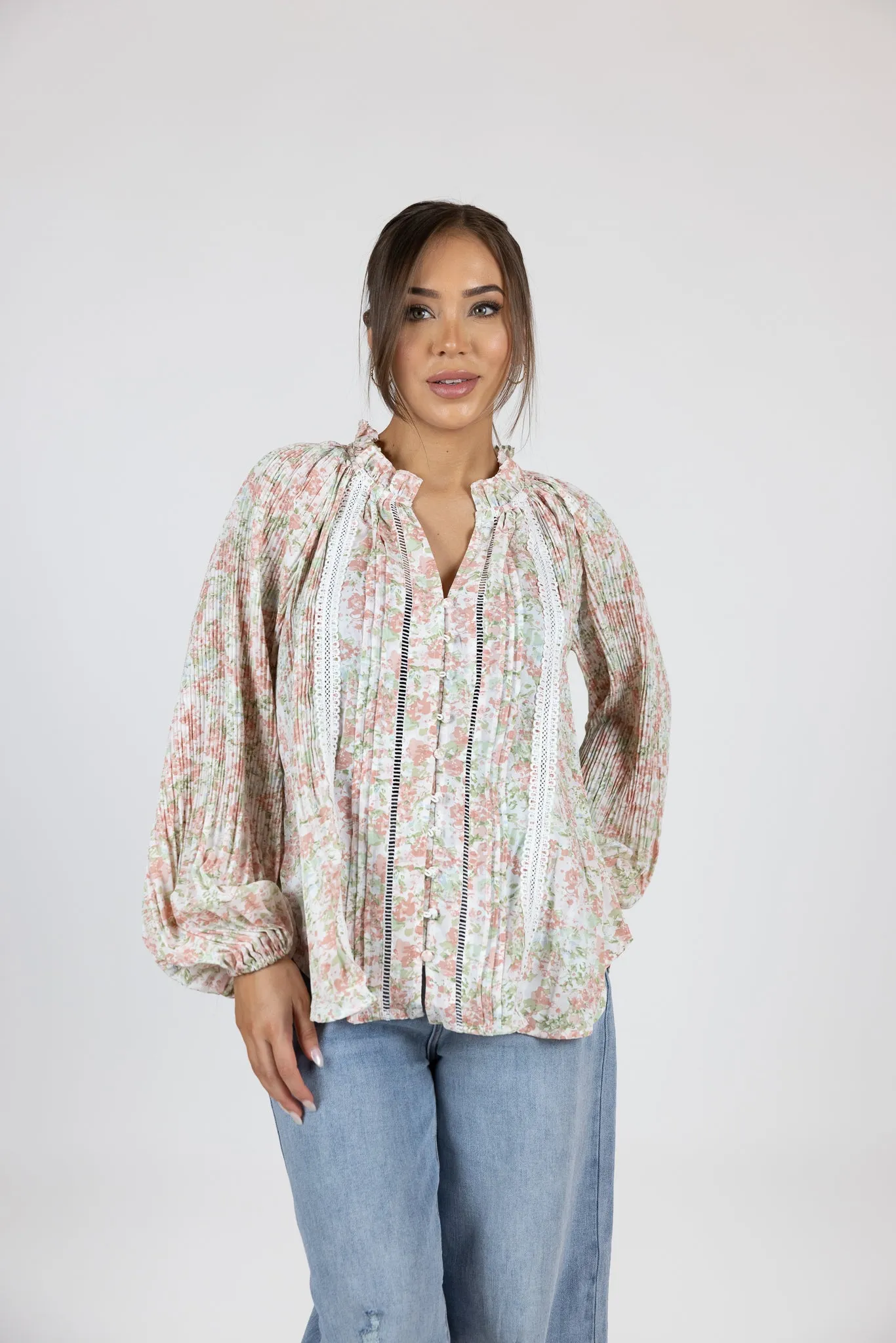 Callie Lace Detail Floral Shirt