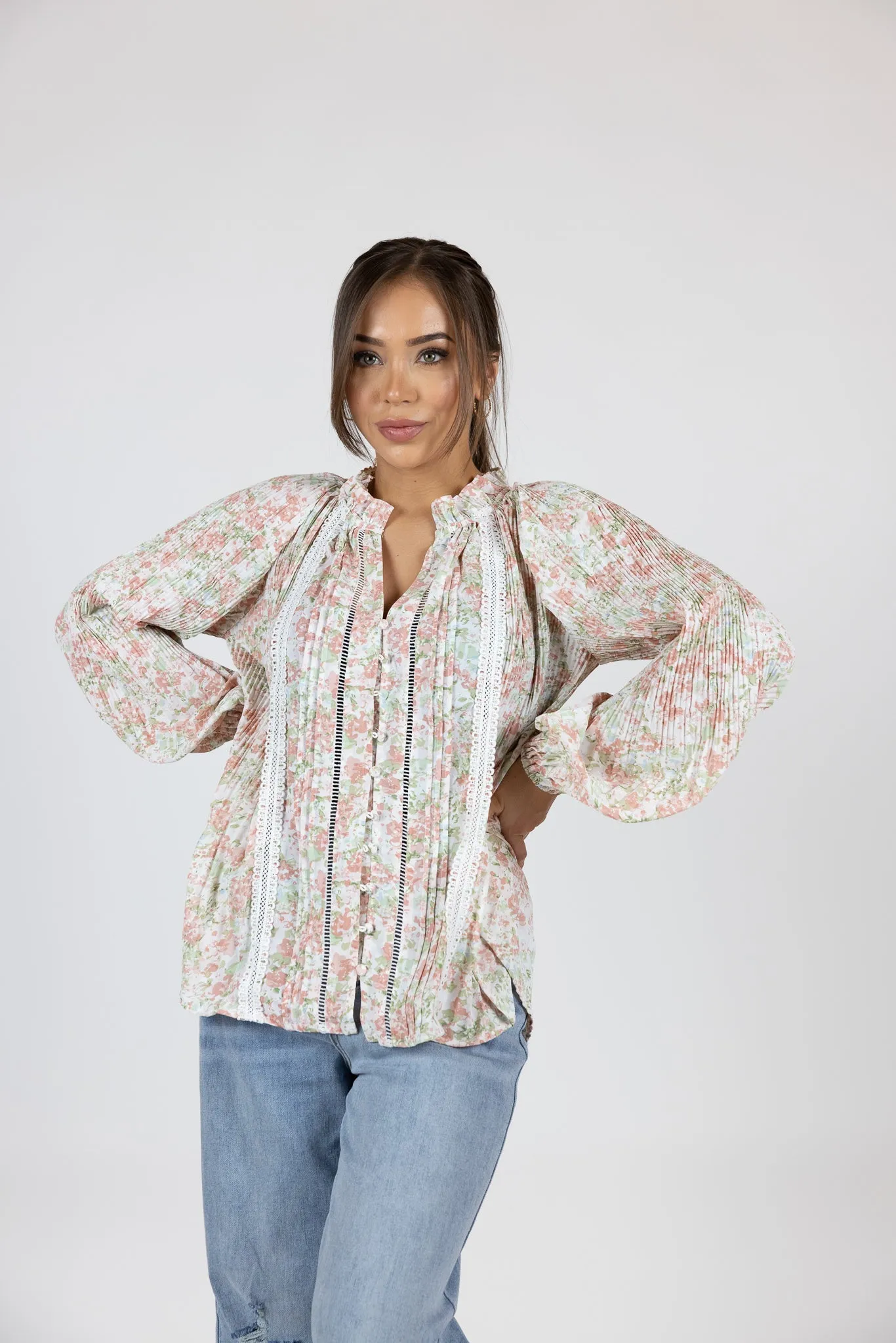 Callie Lace Detail Floral Shirt