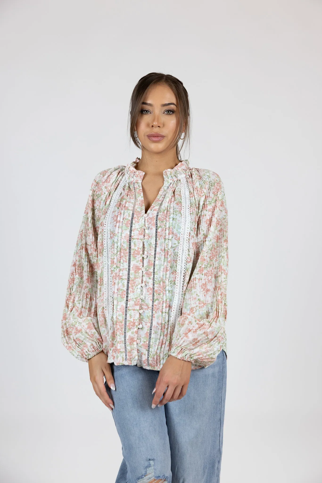 Callie Lace Detail Floral Shirt