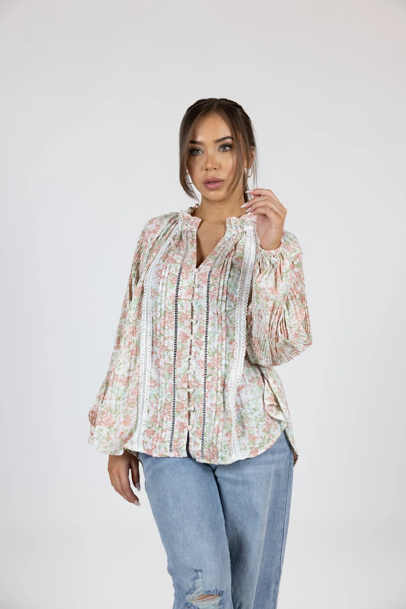 Callie Lace Detail Floral Shirt