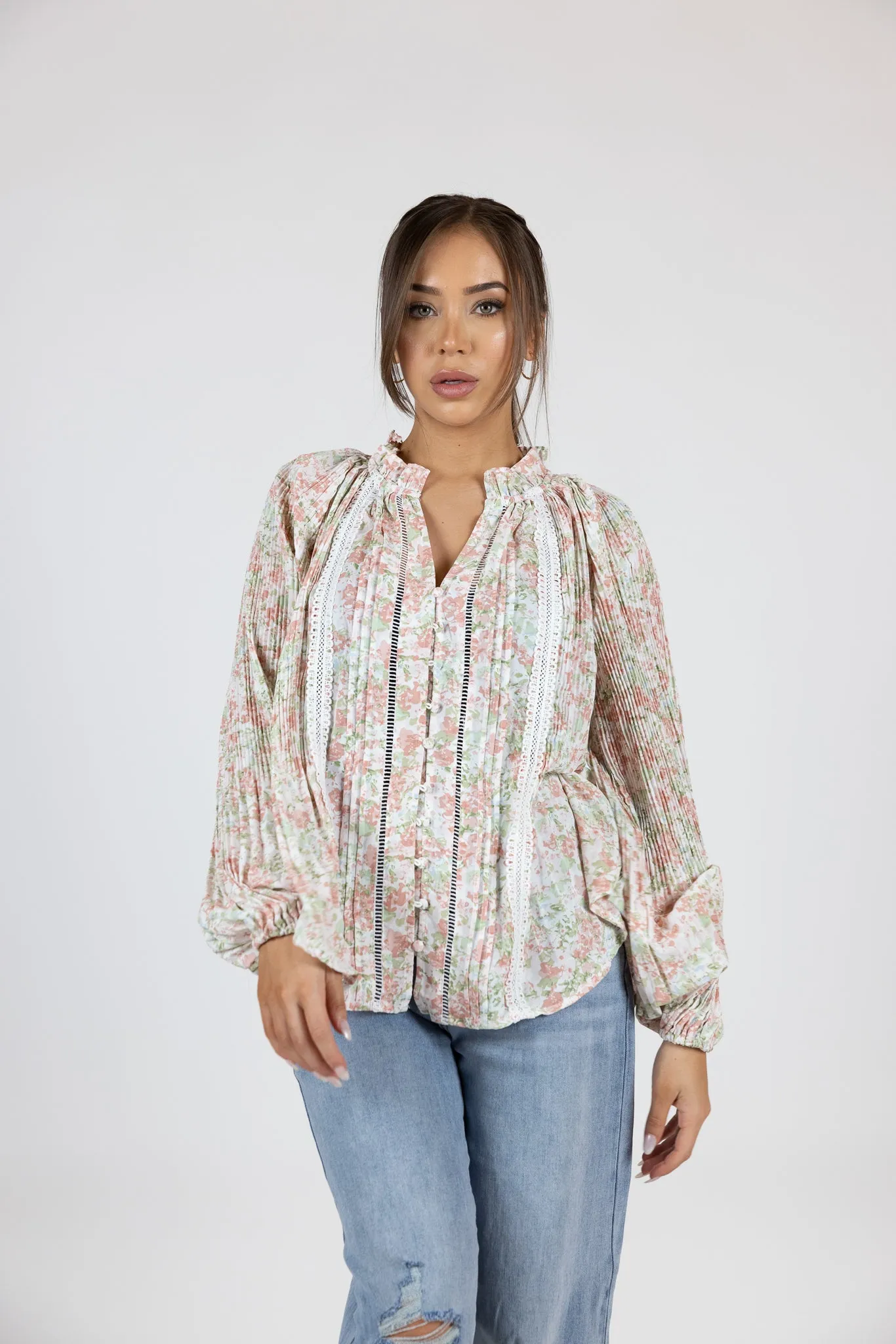 Callie Lace Detail Floral Shirt