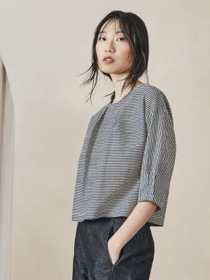 Clara Top in Black Japanese Stripe
