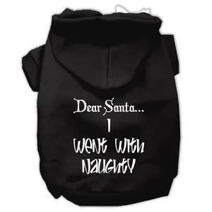 Dear Santa I Went with Naughty Screen Print Pet Hoodies Black Size XXL (18)