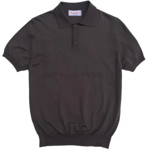 FRESH Weller Extra Fine Cotton Knitted Polo In Brown