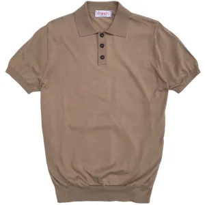 FRESH Weller Extra Fine Cotton Knitted Polo In Sand