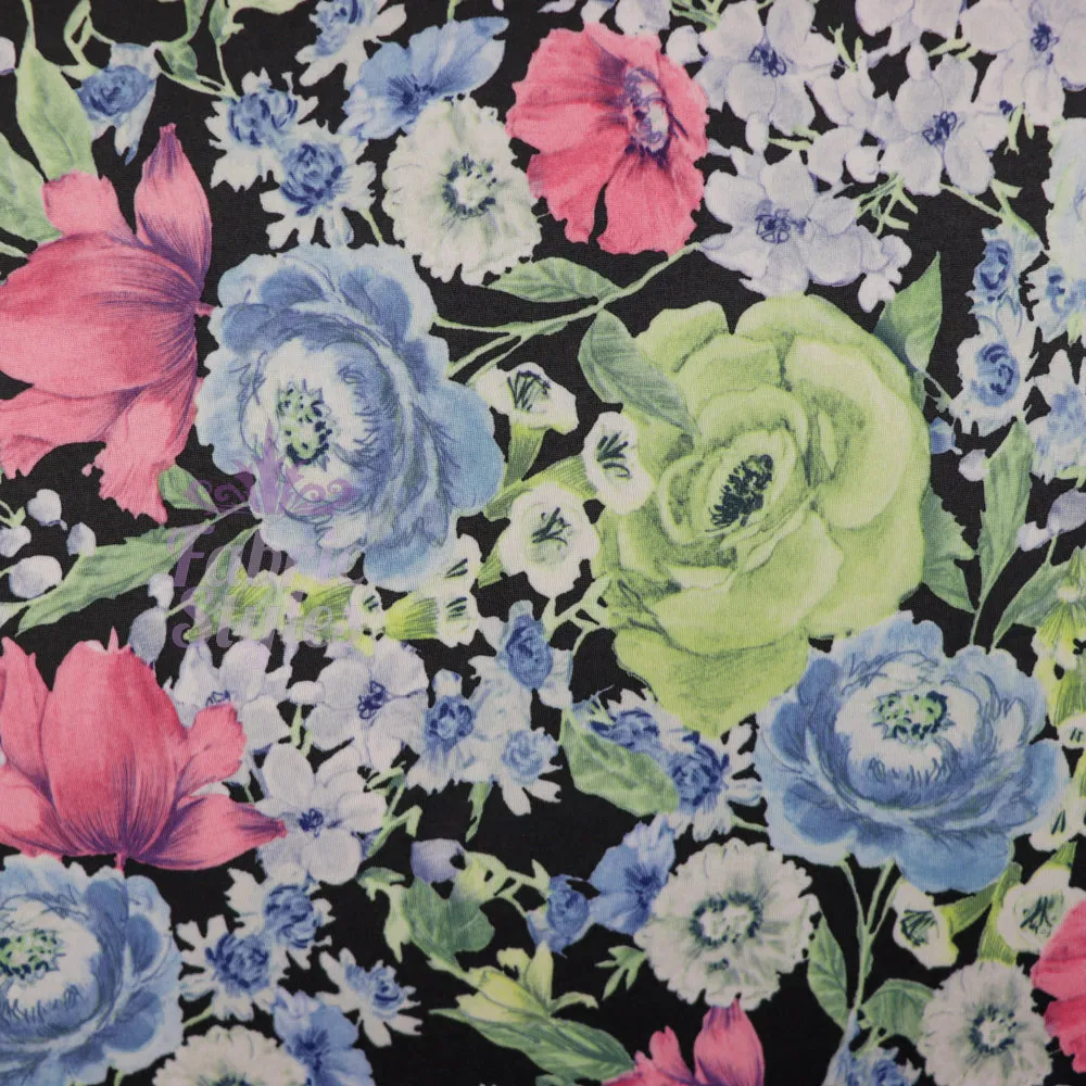 FS984 Floral Soft Touch Silky Stretch Knit Fabric