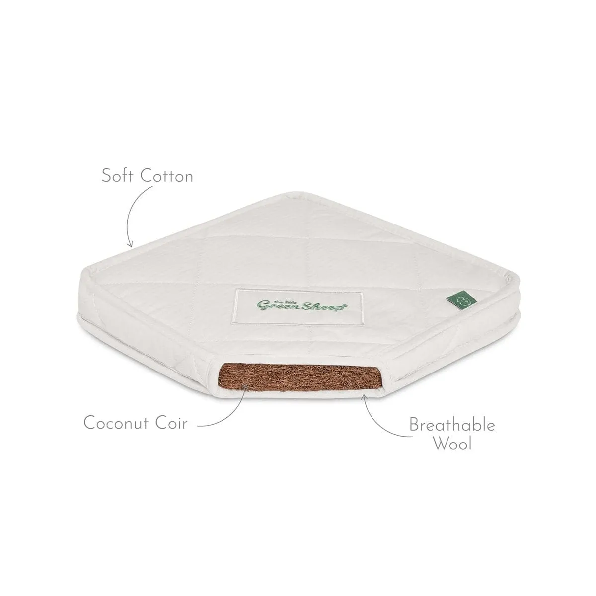 Little Green Sheep Natural Moses Basket Mattress to fit Kinder Valley - 72 x 26.5cm