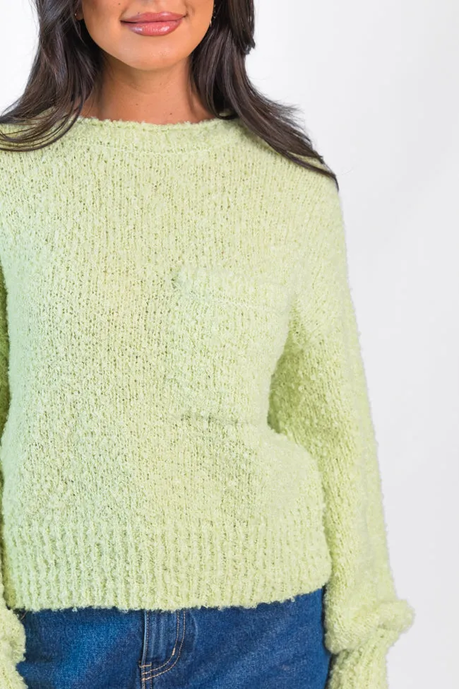 Longer Nights Lime Fuzzy Pocketed Sweater SALE
