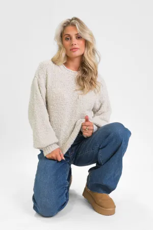 Longer Nights Stone Fuzzy Pocketed Sweater SALE