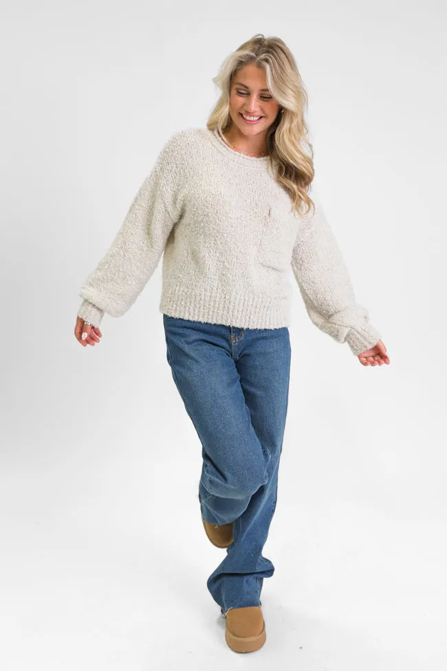 Longer Nights Stone Fuzzy Pocketed Sweater SALE