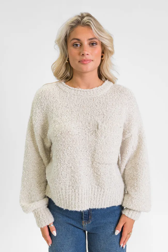 Longer Nights Stone Fuzzy Pocketed Sweater SALE