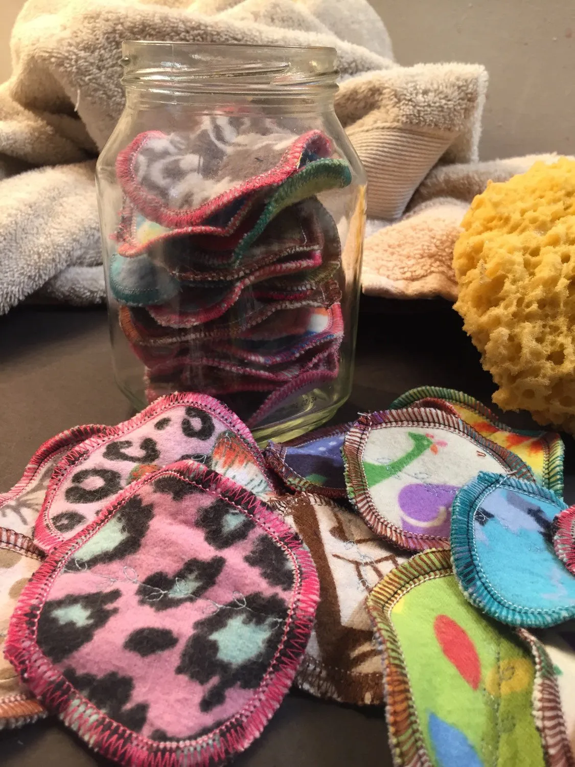 MamaBear Organic Bamboo Fleece Rounds, Reusable Cotton Balls, Facial Rounds - Baker's Dozen
