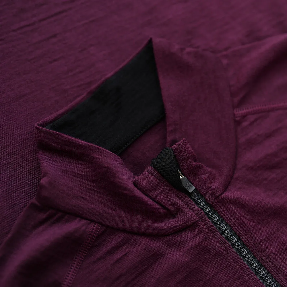 Mens Merino 200 Long Sleeve Zip Neck (Wine)
