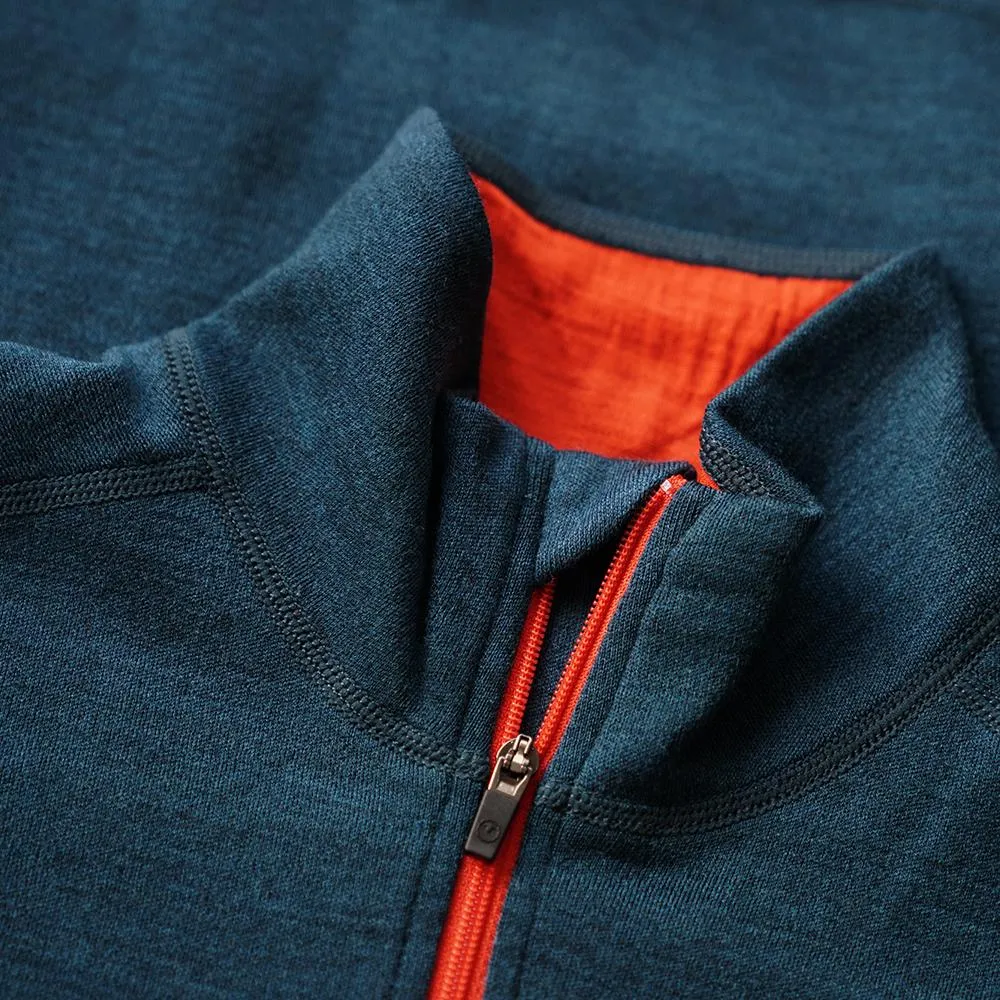 Mens Merino 320 Long Sleeve Half Zip (Petrol/Orange)