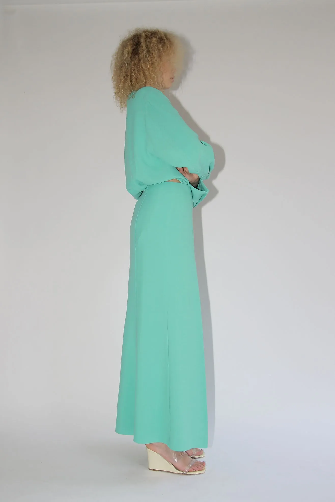 MR. LARKIN, Long LouLou Skirt, Soft Jade