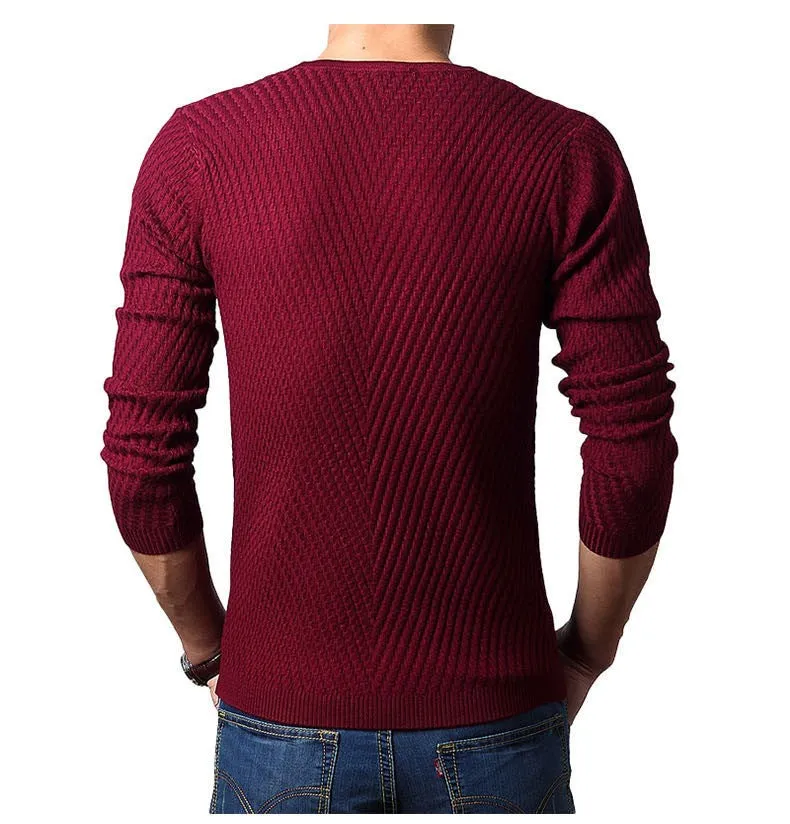 Premium Henley Neck Ribbed Sweater