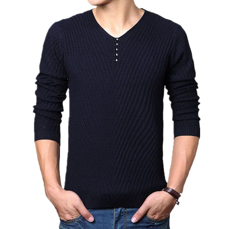 Premium Henley Neck Ribbed Sweater
