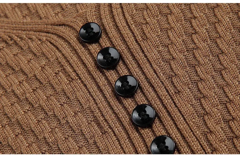 Premium Henley Neck Ribbed Sweater