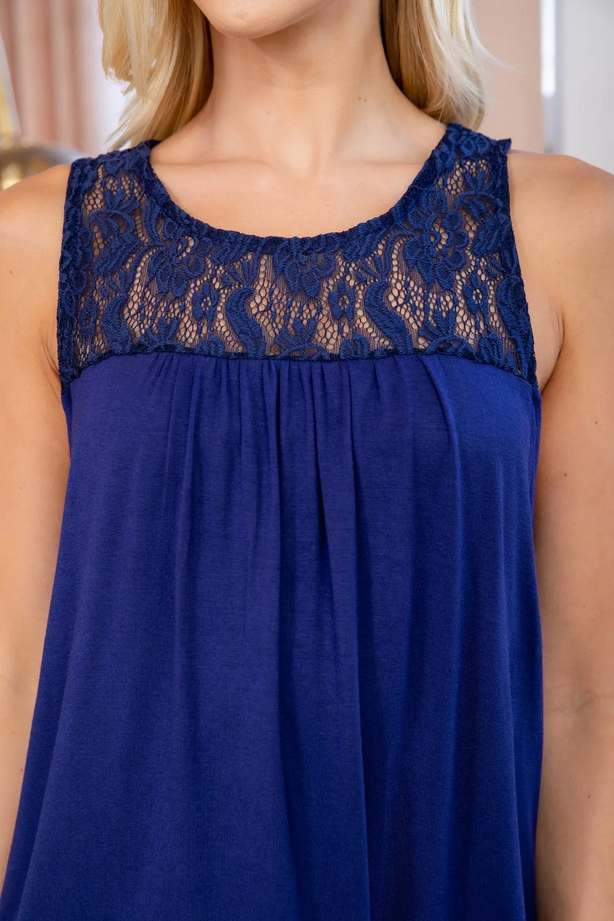 Sleeveless Lace Detail Top