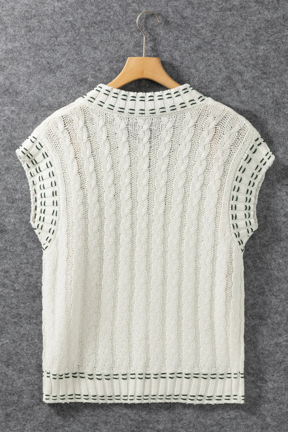 Stripe Cable Sleeveless Sweater Top