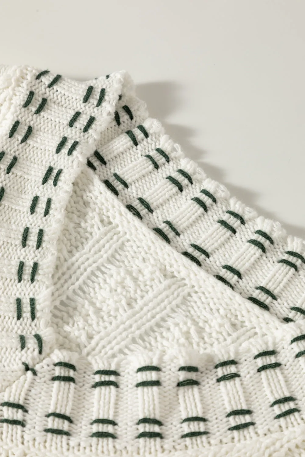 Stripe Cable Sleeveless Sweater Top