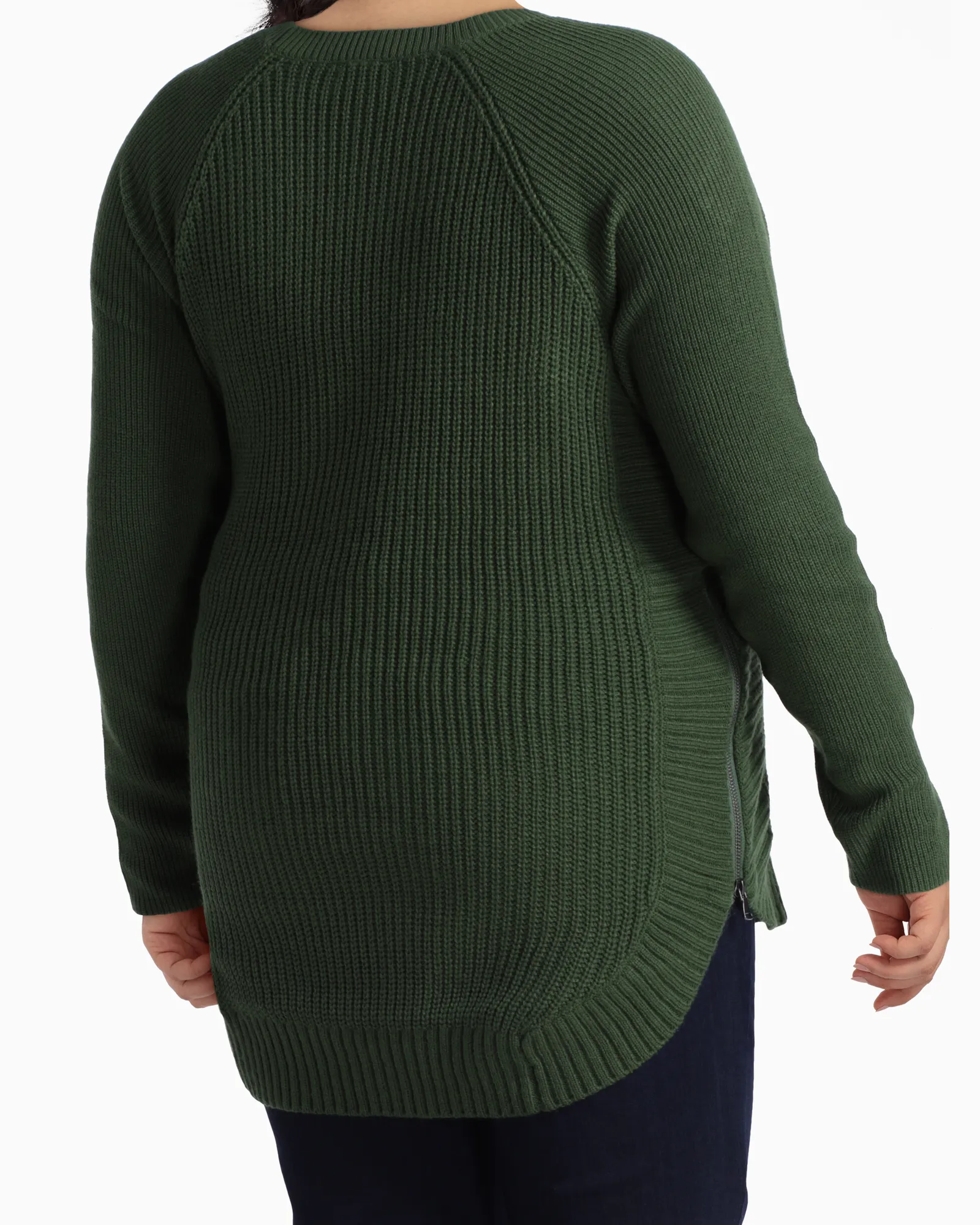 Tanya Side Zip Sweater | Olive Green