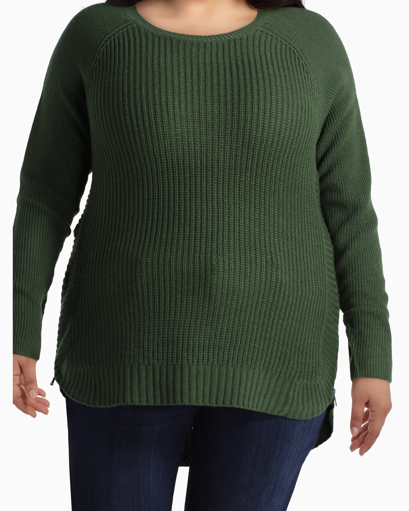 Tanya Side Zip Sweater | Olive Green