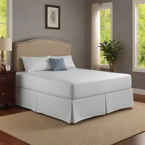 White Bed Skirt 12 Inch Drop Split Corner Egyptian Cotton 1000TC