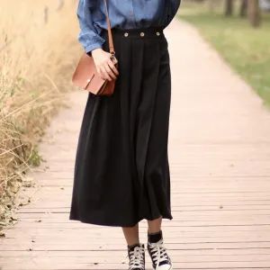 Women's Skirts Summer Linen Skirt Elastic Waist SXM09758