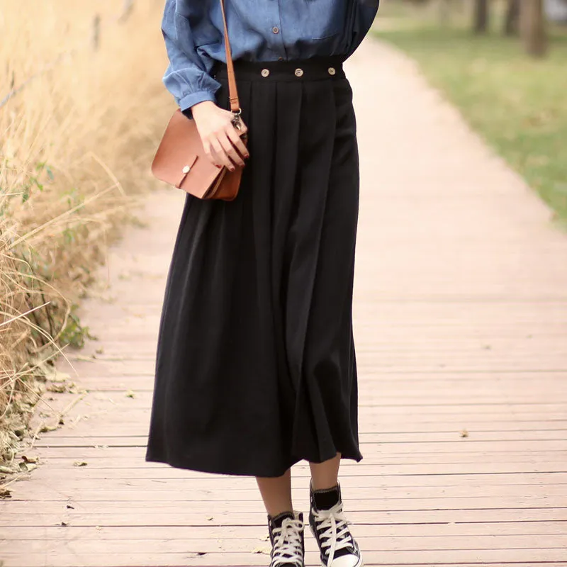 Women's Skirts Summer Linen Skirt Elastic Waist SXM09758