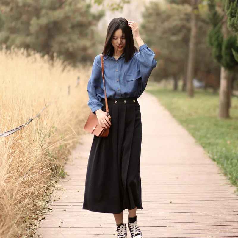 Women's Skirts Summer Linen Skirt Elastic Waist SXM09758
