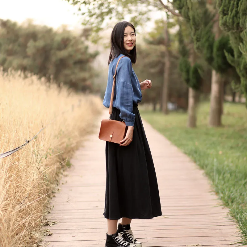 Women's Skirts Summer Linen Skirt Elastic Waist SXM09758